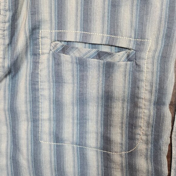Kuhl Mens L Blue Striped Long Sleeve Button Shirt career date party casual logo - Picture 7 of 11